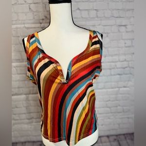 Colorful tank top. Too short for me, even though I sized up